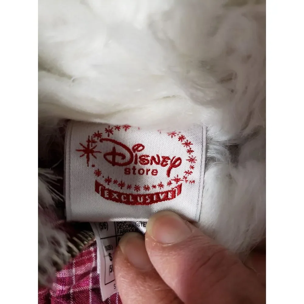 Disney Princess store girl plaid vest, embroidered/ cotton, faux fur collar, 5/6
